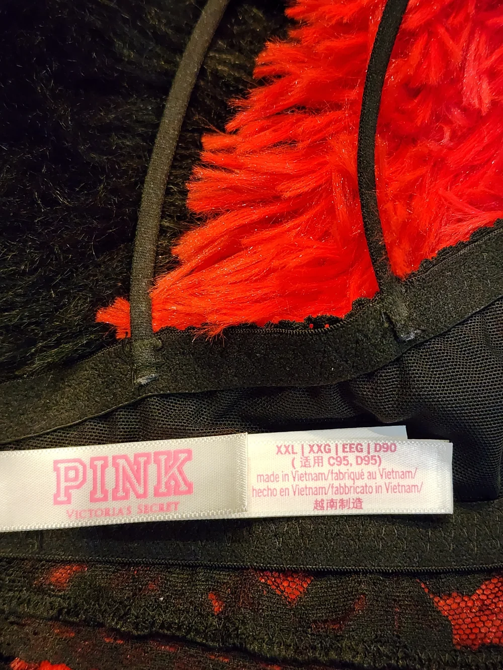 Victoria's Secret Black Lace Pushup Underwire Bralette with Pink Molded Cups XXL